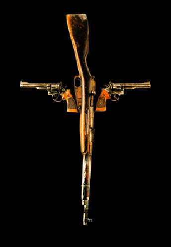 Holy Wood era gun crucifix logo